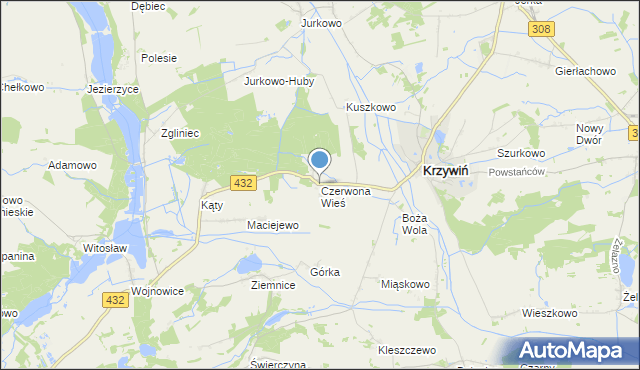 mapa Czerwona Wieś, Czerwona Wieś na mapie Targeo